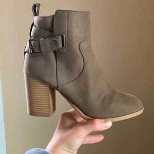 Booties- taupe color. Zipper on inside of heel.